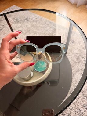 Fendi Light Blue Oversized Women's Sunglasses with Gold Accents